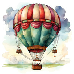 watercolor Hot Air Balloon clipart, Generative Ai