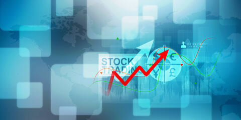 2d rendering Stock market online business concept. business Graph 