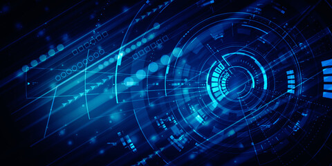 2d illustration Abstract futuristic electronic circuit technology background