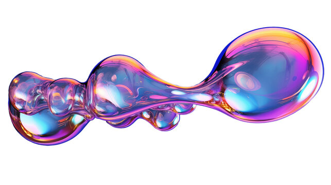 Holographic liquid 3d render bubble shape. Generative AI