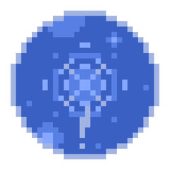Blue Fireworks at Night, Pixel Art Icon