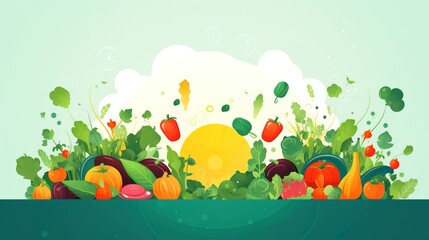 Cartoon illustrations promoting World Vegetarian Day. generated with AI.  World Vegan Day