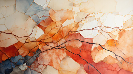 Abstract crack pattern in autumn colors, card, background