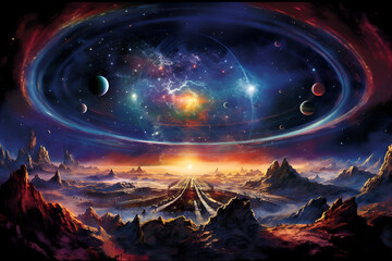 Sci-fi Planet in Space Wallpaper Background