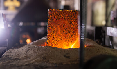 Foundry ferrous metal is melted in an induction furnace of metallurgical plant