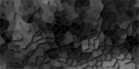 Dark gray ash Broken quartz stained Glass Background with White lines. Voronoi diagram background. Seamless pattern with 3d shapes vector Vintage background. Geometric Retro tiles pattern