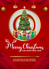 Poster Template Vector Merry Christmas and Happy New Year