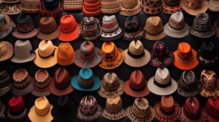 Various cultures boast unique hat traditions, reflecting history and climate. - obrazy, fototapety, plakaty