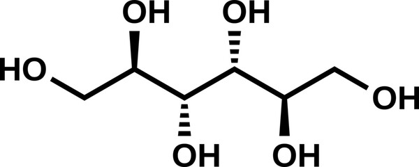 Mannitol chemical structural formula, vector illustration