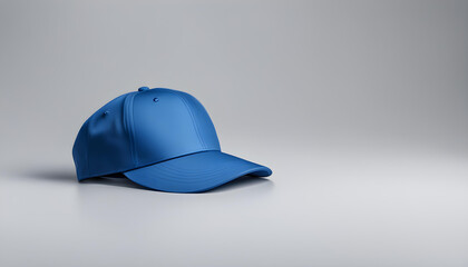 one blue cap isolated on white background, top view.