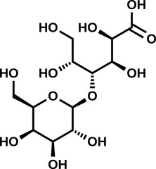 Fototapeta premium Lactobionic acid chemical structural formula, vector illustration