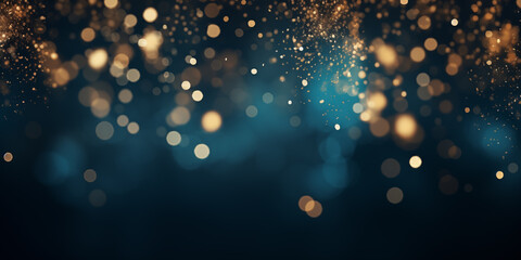 New year fireworks and sparkles with bokeh on a dark blue background
