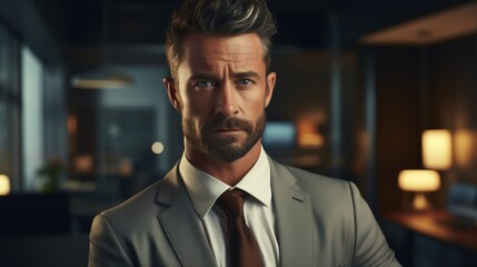 Fototapeta premium A man in a suit and tie looking at the camera