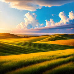 Obraz premium wonderful green field with a beautiful sky