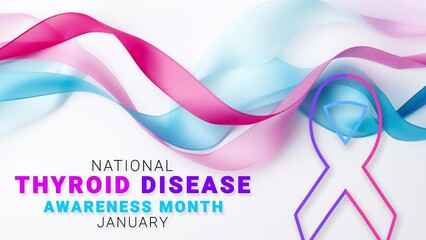 National Thyroid Disease awareness month. wave animation. ribbon and text motion.
