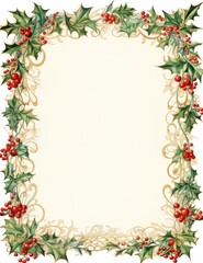 christmas frame with holly