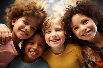 Obraz premium Happy multiracial children looking at camera