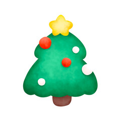 Christmas wreath watercolor illustration, Cute Doodle element