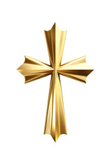  3D gold cross christmas theme isolated against transparent white background