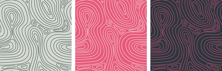Seamless lines pattern. Abstract pink and white and black pattern. Interesting curve lines.