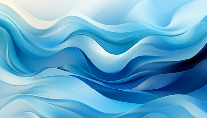 White and Shades of Blue Waves Abstract Background