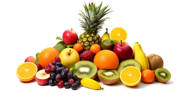 fruits and vegetables on isolated transparent background