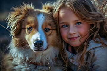 A girl and her dog on a cool Autumn morning