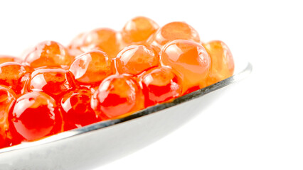 red caviar of sturgeon on a white background