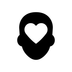 Fototapeta premium Mental health icon. Simple solid style. Positive mind wellbeing, brain, emotion, mental health development and care concept. Black silhouette, glyph symbol. Vector illustration isolated.