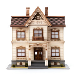 Fototapeta premium Two-story residential house model. Classic design. 3D model illustration.