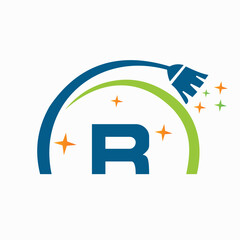 Cleaning Logo and Symbol On Letter R, House Clean Sign