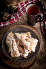 Faworki - traditional Polish crispy dessert.