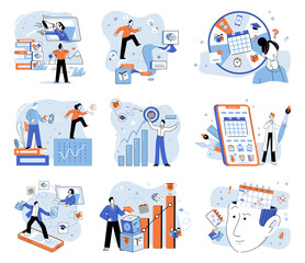 Self development. Vector illustration. Taking action is essential for self development and improvement Increasing efficiency leads to greater self development Growing as individual requires commitment