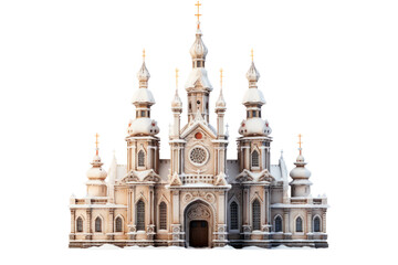 Fototapeta na wymiar beautiful winter cathedral isolated on transparent background, png file