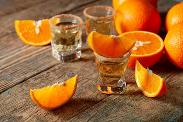 Orange liqueur with fresh fruits.