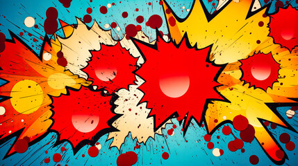 Fototapeta premium Pop art comic panels, Vintage style, Bold halftone dots with expressive action bubbles,