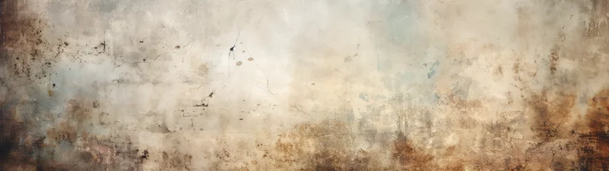 Outdoor-Kissen An abstract landscape of textured brown stains dances across a stark white wall, evoking feelings of chaos and untamed beauty, background, texture, banner © Daniel