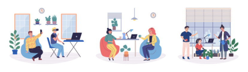 Office leisure vector illustration. Finding leisure time in office allows individuals to engage with others in society The workplace serves as platform for community engagement and leisure activities
