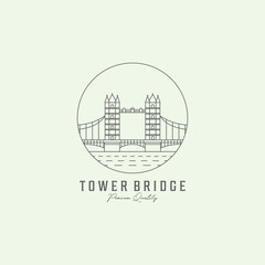 icon tower bridge minimalist logo design line art illustration creative united kingdom English