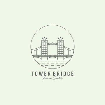 icon tower bridge minimalist logo design line art illustration creative united kingdom English