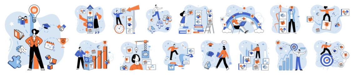 Personal growth. Vector illustration. The personal growth metaphor likens personal growth to butterfly emerging from cocoon Creating strategy helps in setting goals and achieving personal growth © Dmytro