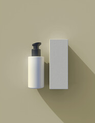 A cosmetics mock-up file through 3D rendering, simple yet tasteful and harmonious background for the product mock-up.