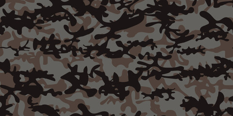Camouflage Seamless Repeat. Gray Hunter Pattern. Seamless Paint. Digital Dirty Camouflage. Fabric Black Pattern. Abstract Vector Camoflage. Tree Urban Grunge. Black Camo Paint. Army Military Print. © Ihar