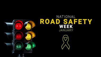 National Road safety week. traffic signal and ribbon motion
