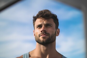Portrait of a handsome man with a sky background