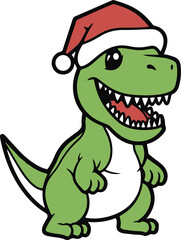 Christmas dino, Dinosaur in Santa hat, Dinosaur Christmas clipart, Merry Christmas, Cute dinosaur