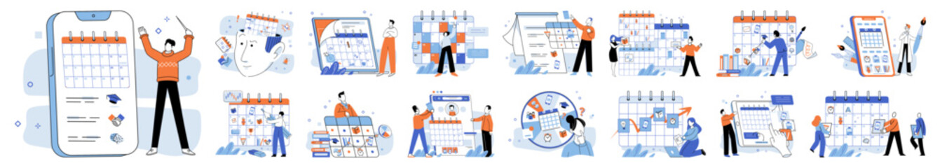 Time management. Vector illustration. Professional success requires mastering time management skills Streamlining processes and organization enhances time management Achievement is attainable through