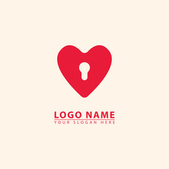 Simple heart key hole logo icon
