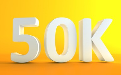 50K Followers. Achievement in 50K followers. 50000 followers background. Congratulating networking thanks, net friends abstract image, customers. Isolated like and thumbs. Fifty thousand number.