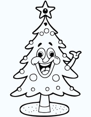 cute coloring book for kids big christmas tree